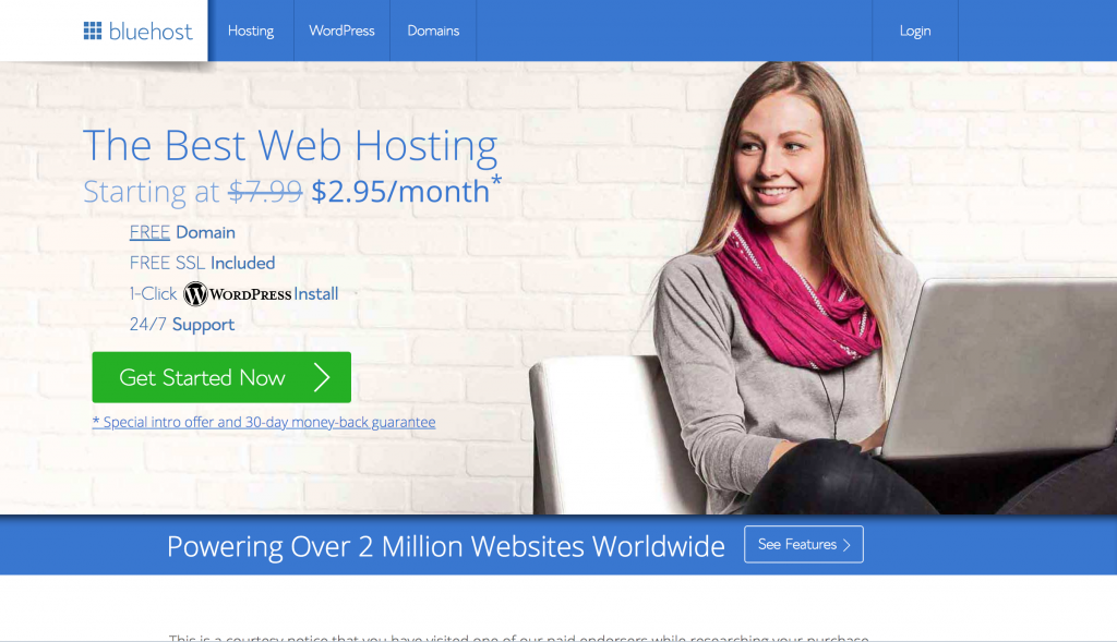 Bluehost Homepage